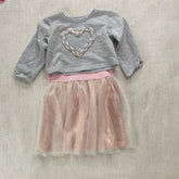 Pink Shiny Dress with Sweatshirt